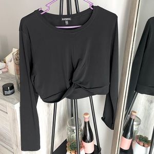 Black Long Sleeve Crop Top